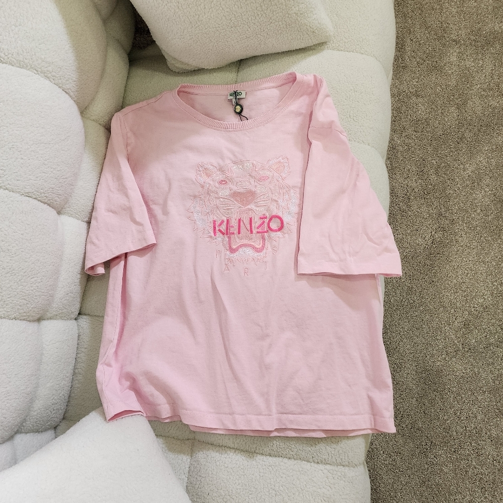 Kenzo Paris Pink Tiger Embroidered Tee